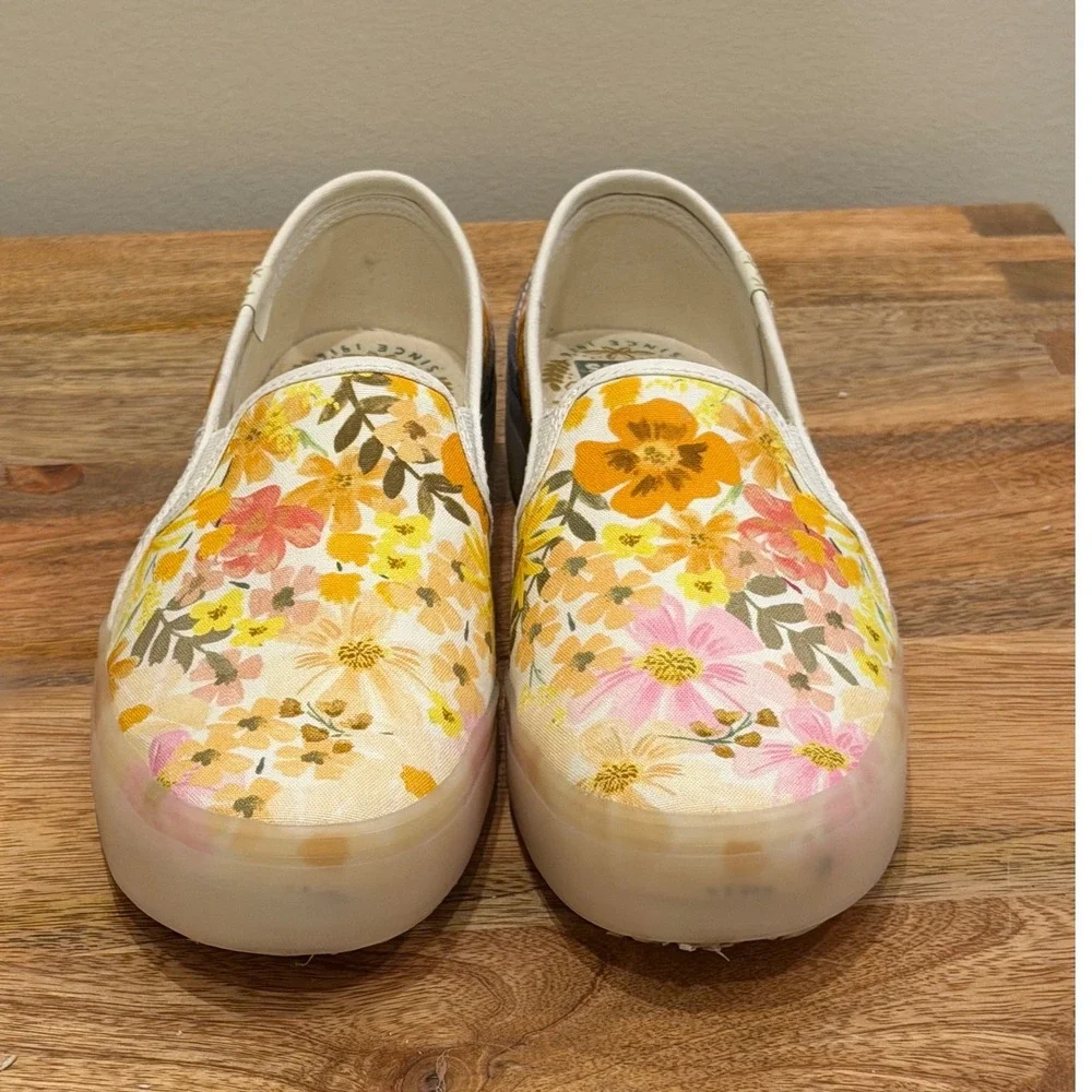 Keds x Rifle Paper Co Double Decker Sneaker  Floral Slip On Womens 7.5 Yellow